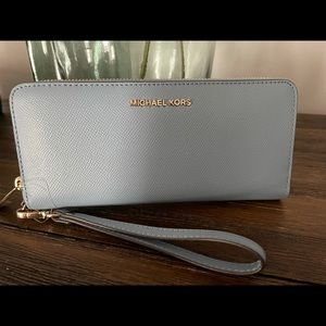 Leather aqua blue wallet